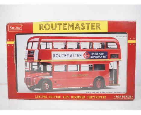 A SUNSTAR 1:24 scale 2901 London Routemaster 'RM8 The Original Routemaster' diecast bus complete with certificate and mirror 