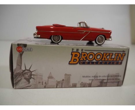 A BROOKLIN BRK.179 hand built white metal, 1:43 scale model of a 1955 Plymouth Belvedere convertible, front windscreen detach