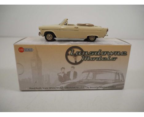 A LANSDOWNE LDM.112 hand built white metal, 1:43 scale model of a 1956 Ford Zephyr Mk2 convertible, one piece of trim detache