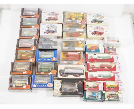 A group of 1:76 and 1:50 scale diecast vehicles, mostly buses and lorries, by EFE, CORGI and others - VG in G boxes (33)