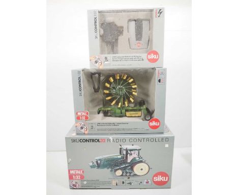 A group of 1:32 scale SIKU radio controlled tractors/farming equipment from the SIKUCONTROL range - VG/E in G boxes (some dus