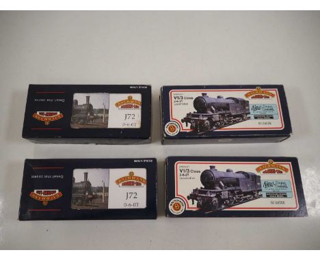 A group of BACHMANN OO gauge steam tank locomotives comprising 31-054 class J72 in LNER black, 31-055 J72 in BR green, 31-600