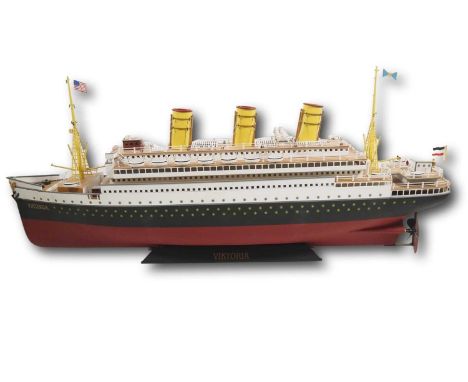 A MARKLIN 16150 large scale tinplate clockwork ship 'Viktoria' - produced in 2002 as a replica of an early 1920s MARKLIN toy 