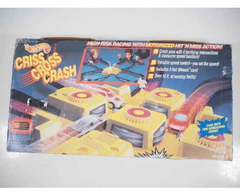 A vintage 1990s MATTEL Hotwheels 'Criss Cross Crash' set in original sealed box, unused - VG/E in G box, some storage wear