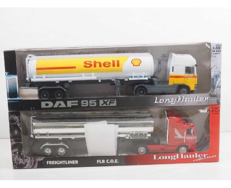 A pair of NEWRAY 1:32 scale diecast articulated tanker lorries - VG/E in G boxes (2)