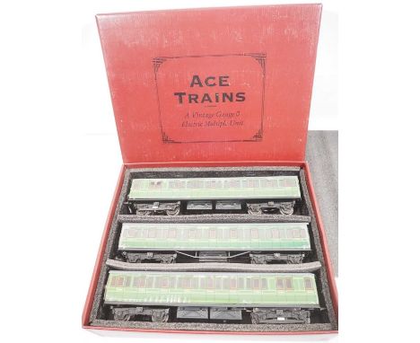 An ACE TRAINS O gauge 3-rail 3-car electric multiple unit in Southern Railway green livery - as new still with protective fil