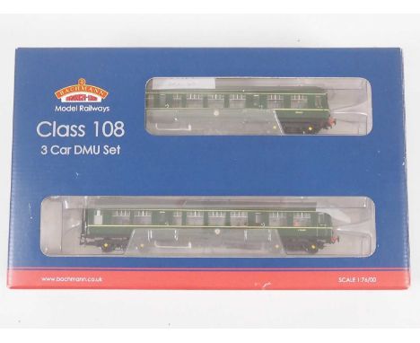 A BACHMANN OO gauge 32-913 class 108 3 car diesel multiple unit in BR green with speed whiskers, vendor advises DCC fitted wi