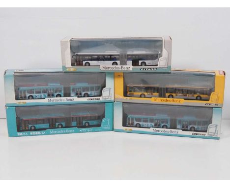 A group of 1:76 scale diecast Mercedes-Benz Citaro bendi-buses by CREATIVE MASTER NORTHCORD, in various liveries - E in VG/E 