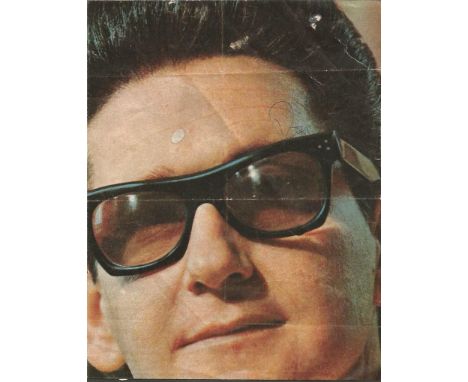 Roy Orbison signed 10x8 colour magazine photo., April 23, 1936 - December 6, 1988 was an American singer-songwriter known for