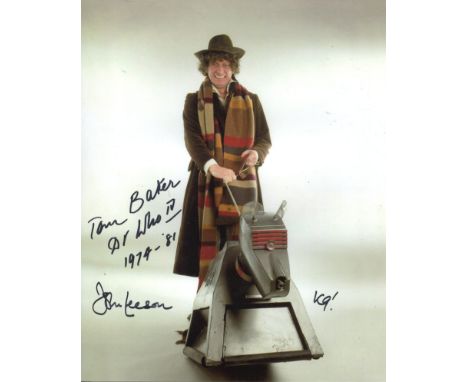 DOCTOR WHO: 8x10 inch photo from Doctor Who signed by Tom Baker and John Leeson as K-9. Good Condition. All signed items come