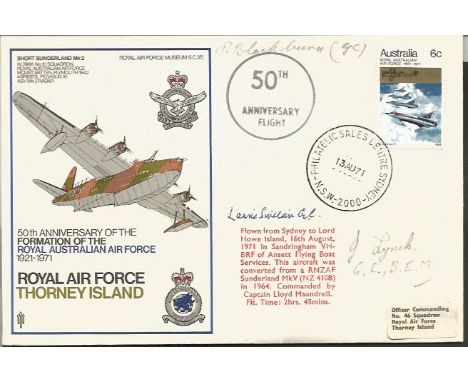 Rare George Cross winners R Blackburn GC, Wg Cdr L Sinclair GC, J Lynch GC signed 1971 RAF Thorney Island Short Sunderland co