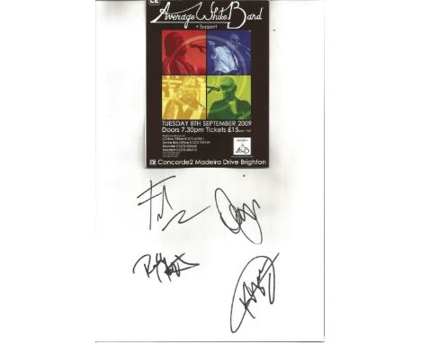 Average White Band signed A4 white card. Scottish funk and R&B band that had a series of soul and disco hits between 1974 and