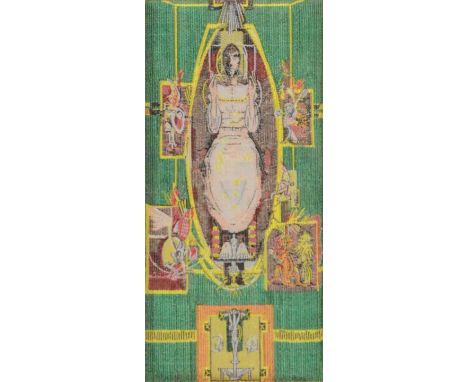 Two Cash's Graham Sutherland silk panels, Coventry Cathedral interestBethlehem Font and Baptistry Window,12x6.5cm,Sutherland 