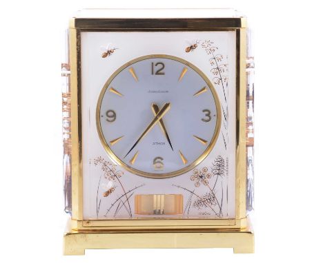 Jaeger-LeCoultre ‘Marina Bees White’ Lucite Atmos clock, with aperture for the oscillating balance wheel, 23cm.Qty: 1Conditio