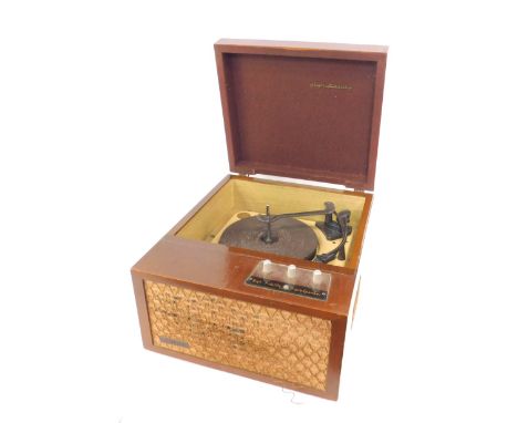 A Philco Hi-Fidelity record player, with Garrard turntable, model RC120H, walnut cased, with triple speaker,  27cm H, 41cm W,