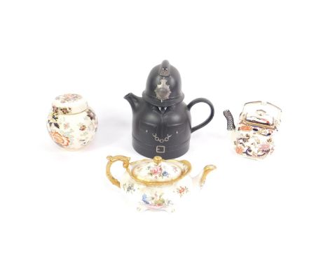 A Hammersley porcelain teapot decorated in the Lady Patricia pattern, Masons kettle decorated in the Mandalay pattern, and a 