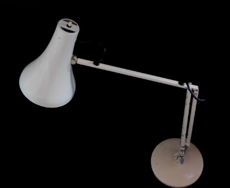 A white anglepoise table lamp, Herbert Terry model 90, in white,  84cm H extended.