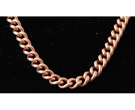A 9ct gold Victorian large necklace chain having lobster clasps to each end. Each curb link stamped 9ct. Total weight 30.37g 