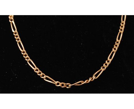 An Italian Balestra 750 / 18ct gold figaro necklace chain uniting with a c-clasp. Total length 14" chain / weight 13.4g