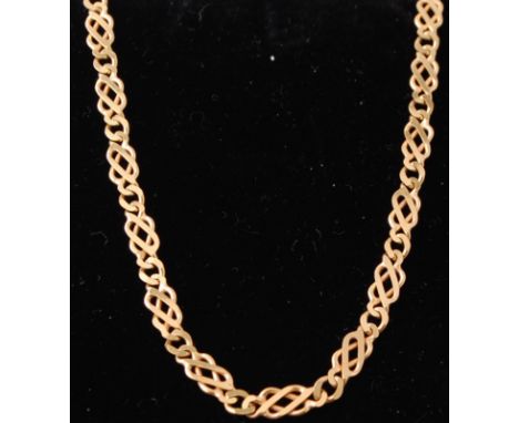 A 9ct gold double diamond diamond belcher link necklace chain uniting with lobster clasp. Total length 23" chain / weight 16.