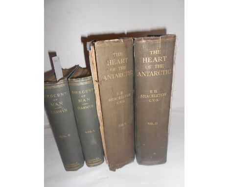 DARWIN (Charles) The Descent of Man, second edition, 22nd thousand, 1888, one gathering loose, light foxing; SHACKLETON (E H)