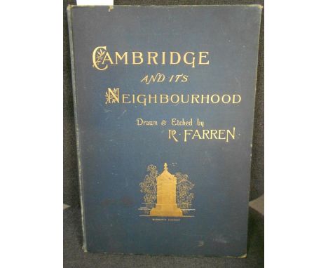 FARREN (Robert) Cambridge and its Neighbourhood, Cambridge 1881, folio, etched title and plates, occasional light foxing, blu