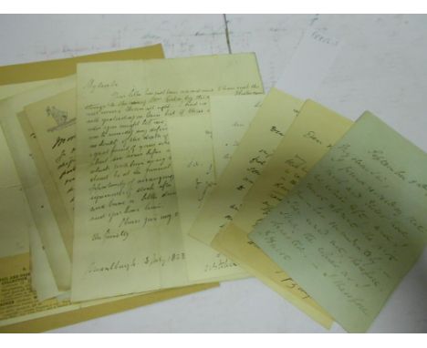 Collection of 16 letters and notes by male writers, including Walter Crane, James Hogg, Arthur Machen, John Masefield, Emery 