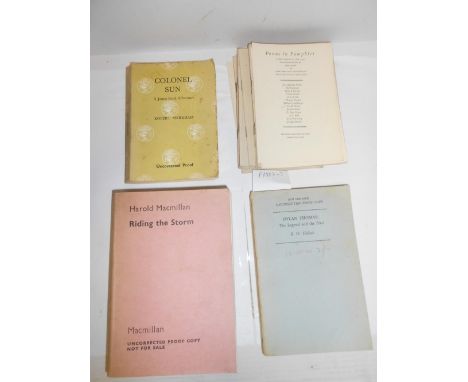 MARKHAM (Robert) Colonel Sun, 1968, uncorrected proof, slightly skewed and foxed; TEDLOCK (E W) Dylan Thomas: The Legend and 