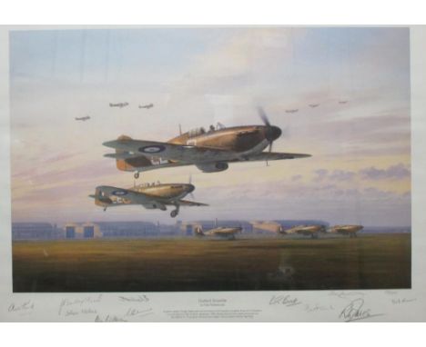 Mark Postlethwaite, Duxford Scramble, colour reproduction print no. 12/300, signed in pencil below by the artist and two Batt