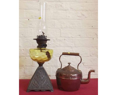Victorian oil lamp and copper kettle. "Condition report: see terms and conditions"