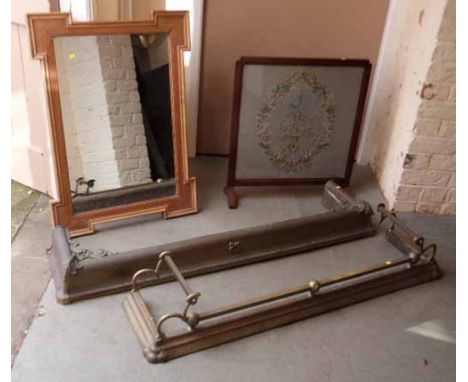 Pine mirror, firescreen and two kerbs. "Condition report: see terms and conditions"
