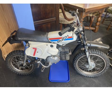 A 1970's Puch Magnum X 50cc dirt bike. Engine no AA44122176