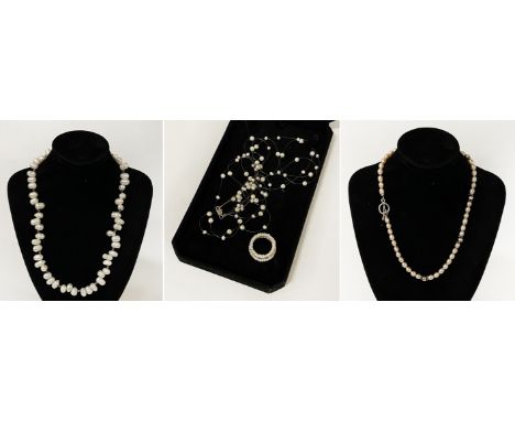 BOXED PEARL NECKLACE &amp; RING SET &amp; 2 OTHER PEARL NECKLACES