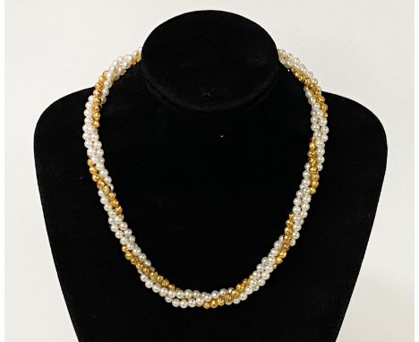 GOLD &amp; PEARL NECKLACE 16'' LENGTH
