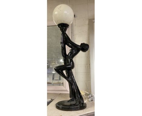 ART DECO STYLE CERAMIC FIGURE LAMP - 63 CMS (H) APPROX