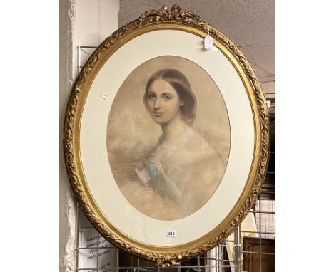 FILIPINO GRISPINI (ACT 1859-1863) WATERCOLOUR - PORTRAIT OF A LADY - SIGNED &amp; DATED 46CM X 61CM