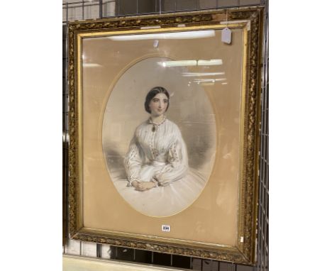 EDMUND HAVELL (1819-1894) PASTEL &amp; WASH - PORTRAIT OF JULIA HARRIET MARY BROMILOW - SIGNED 44CM X 59CM