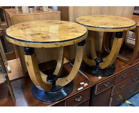 PAIR OF ART DECO STYLE ROUND TABLES