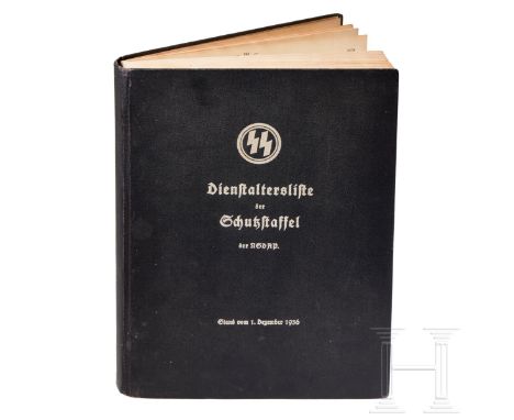 SS Seniority List of December 1936  296 pages, printed text with charts listing every SS officer, rank, SS number, party numb