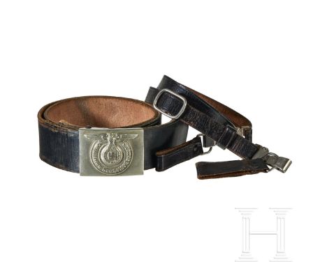 SS Enlisted Belt, Buckle and Cross Strap  Stamped nickel alloy construction buckle in silver finish, stamped "O&C Ges. Gesch.