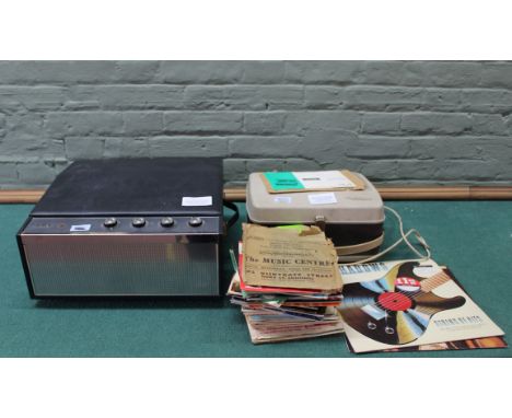 A vintage c1960's HMV model 2000 Garrard record player together with Grundig TK18 automatic tape recorder and selection of LP