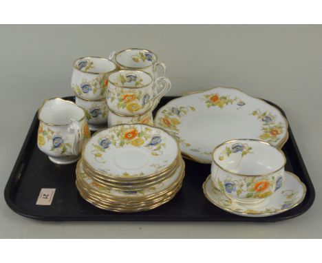 Royal Albert part tea service, six cups, five saucers, sugar bowl and saucer (as found)