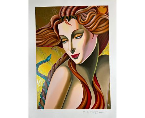 Serigraph with Gold-Foil Stamping titled Eve Signed lower numbered 260/325 Sight size 28" x 36"Condition: Age related wear.
