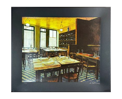 Serigraph titled Interior Van Gough Signed lower right numbered 112/225 Sight size 27" x 23"Condition: Age related wear.