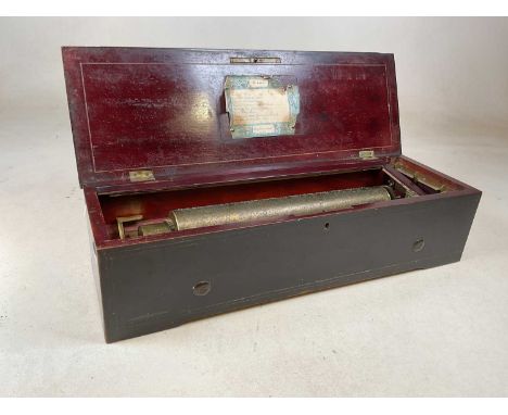 A late 19th century Swiss rosewood cased eight air musical box with 13in barrel and original card to the interior of the hing