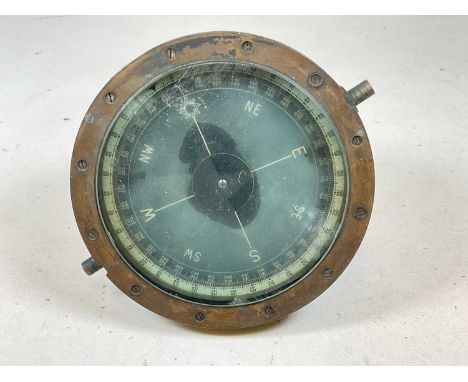 A early 20th century brass framed ship's binnacle compass, diameter 25cm.