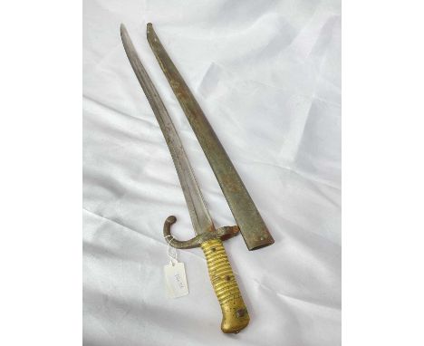 A French Chassepot yataghan bayonet, length 70.5 cm with scabbard.