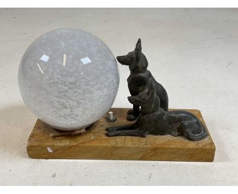 An Art Deco style lamp with German shepherd dogsDimensions: W: 22cm x H:15cm