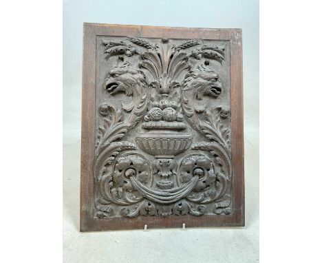 A well carved Victorian oak panel, 45 x 35 cm.