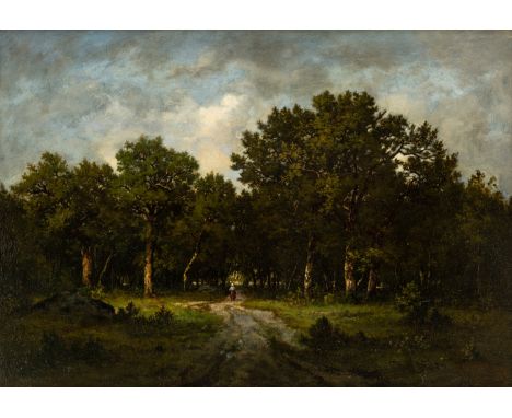 LEON RICHET (FRENCH 1847-1907) Boisiere dans la Clairiere de Barbizon,  oil on panel 40.9 x 56.5 cm (16 1/8 x 22 1/4 in.) sig